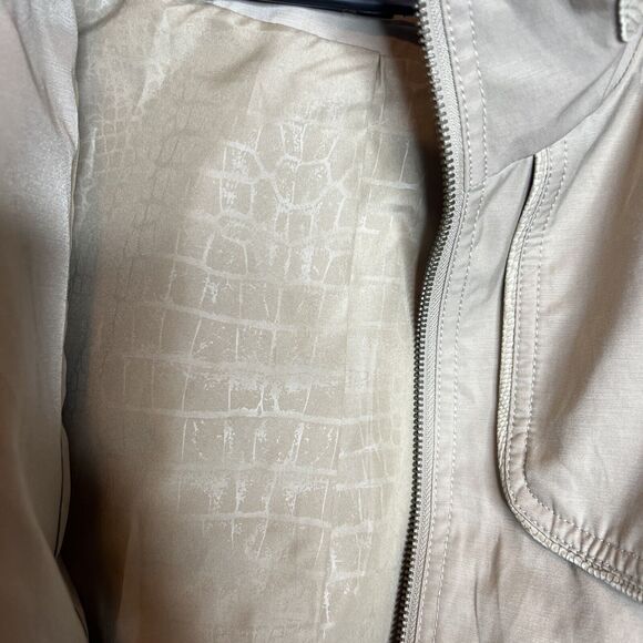 Sam Edelman Bomber Zipper Jacket Beige Tan Womens Size Large Quilted Y2K - Picture 7 of 14